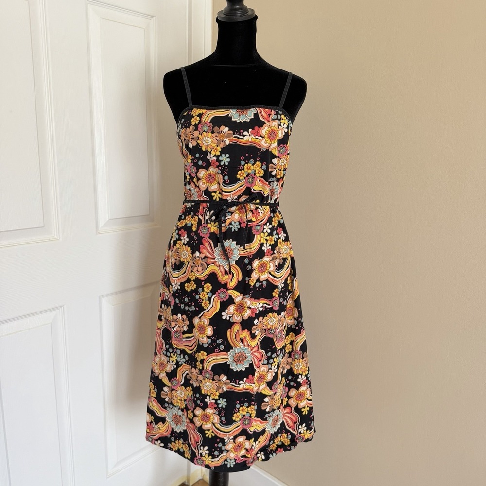 VTG Y2K ICHI Women Tropical Floral Midi Pencil Dress 90s (L) Bratz Summer Cute